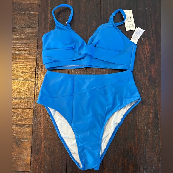 Cupshe Other - Wrap Bralette & Spliced High Waist Bikini Set- Royal Blue